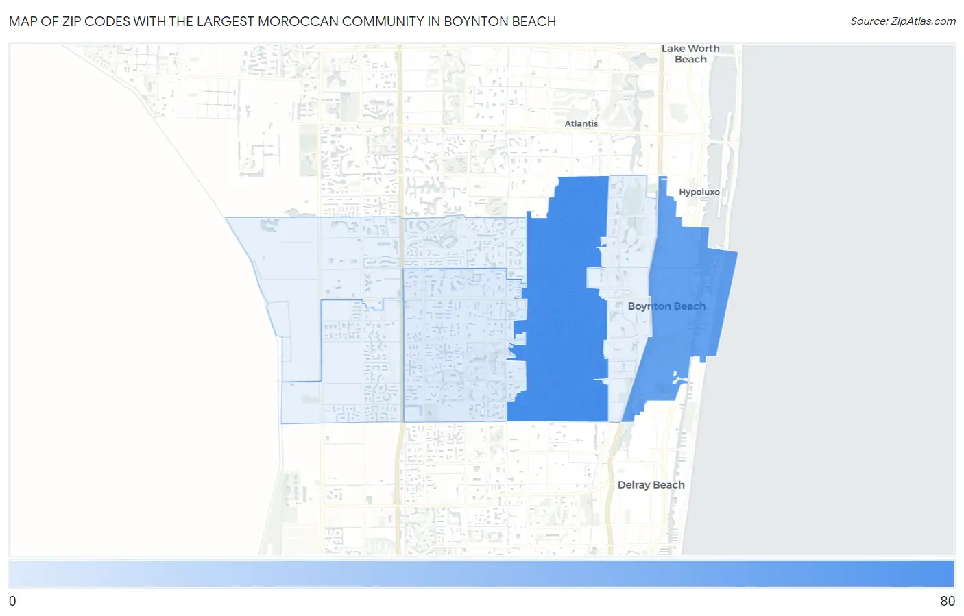 Zip Codes with the Largest Moroccan Community in Boynton Beach Map