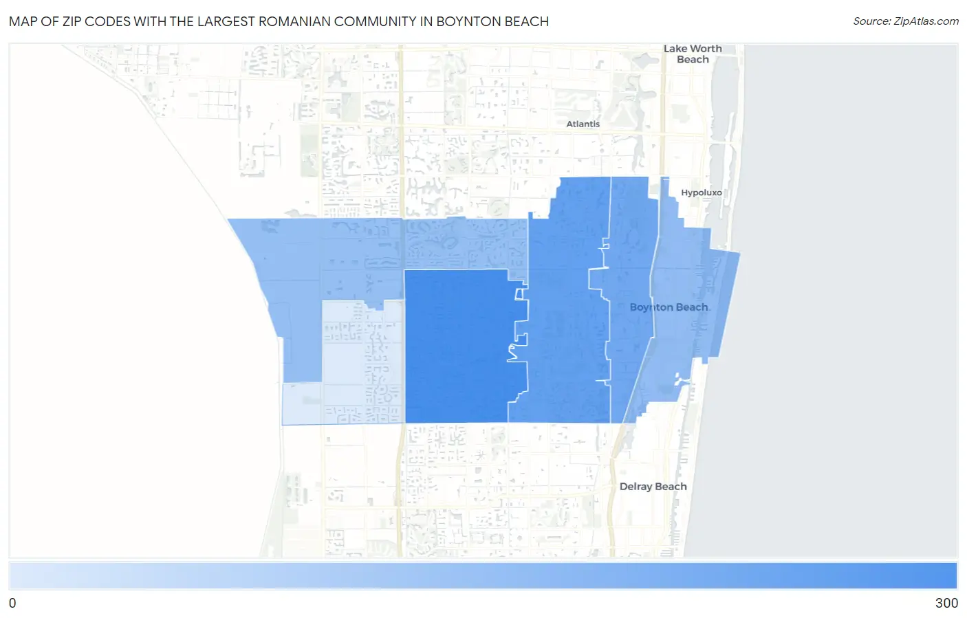Zip Codes with the Largest Romanian Community in Boynton Beach Map