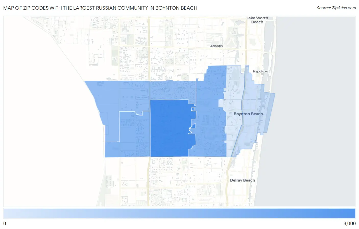 Zip Codes with the Largest Russian Community in Boynton Beach Map