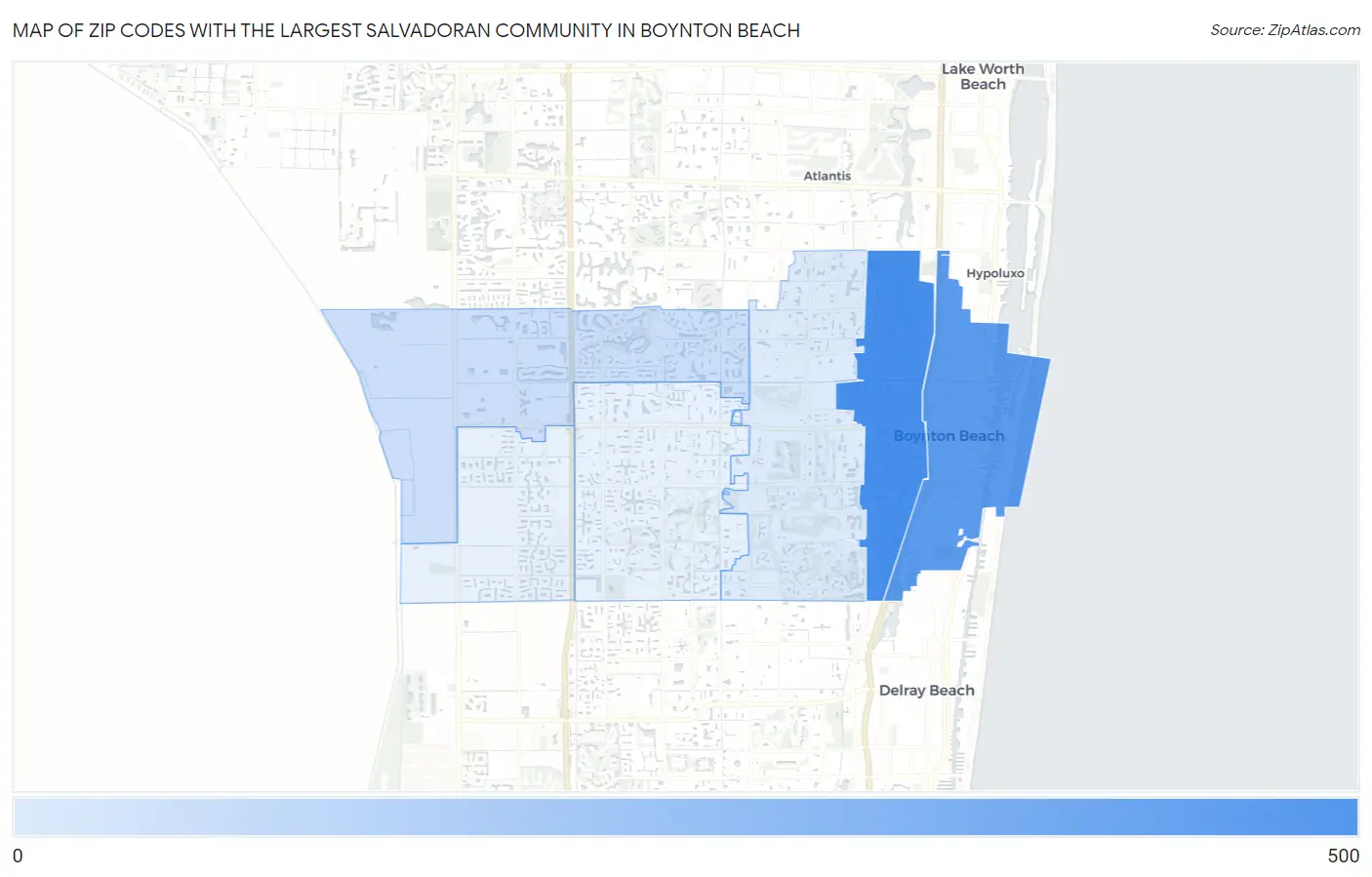 Zip Codes with the Largest Salvadoran Community in Boynton Beach Map