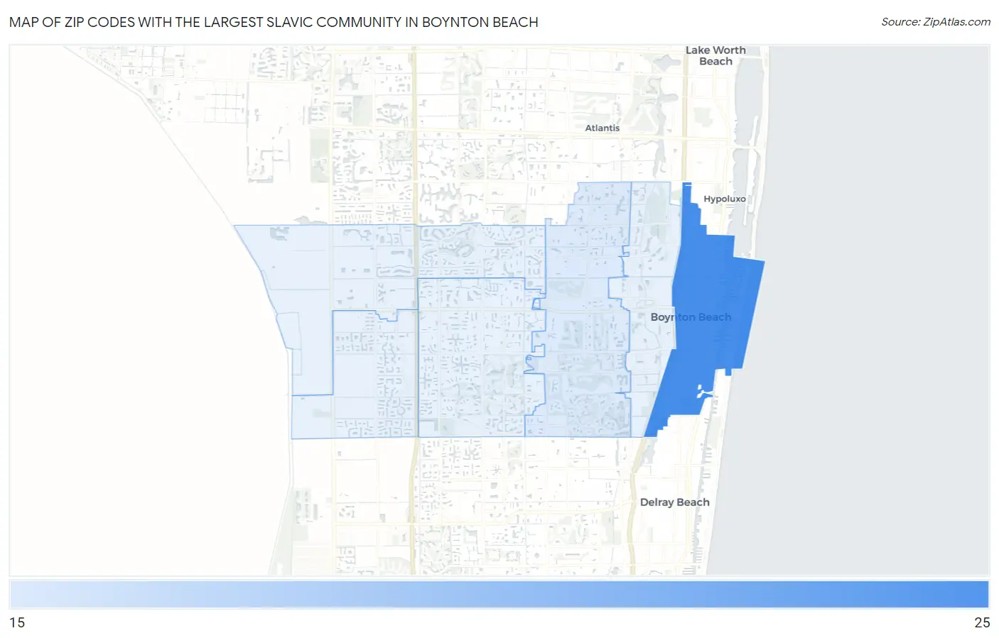 Zip Codes with the Largest Slavic Community in Boynton Beach Map