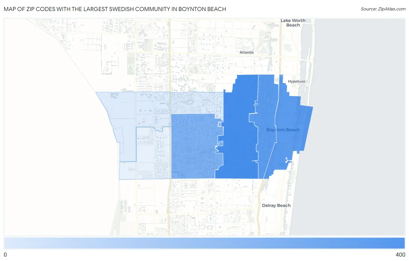 Zip Codes with the Largest Swedish Community in Boynton Beach Map
