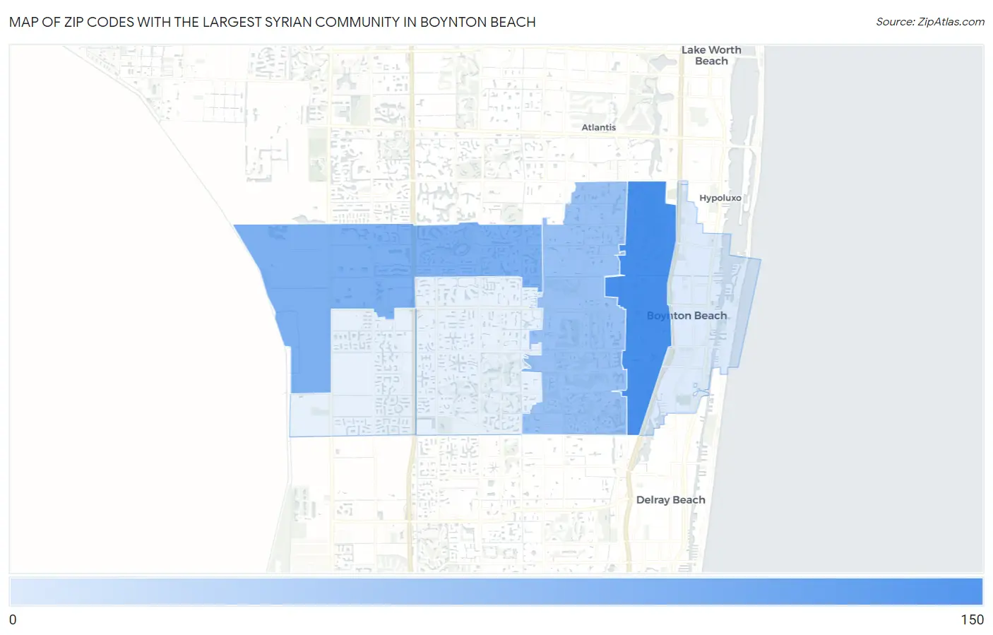 Zip Codes with the Largest Syrian Community in Boynton Beach Map