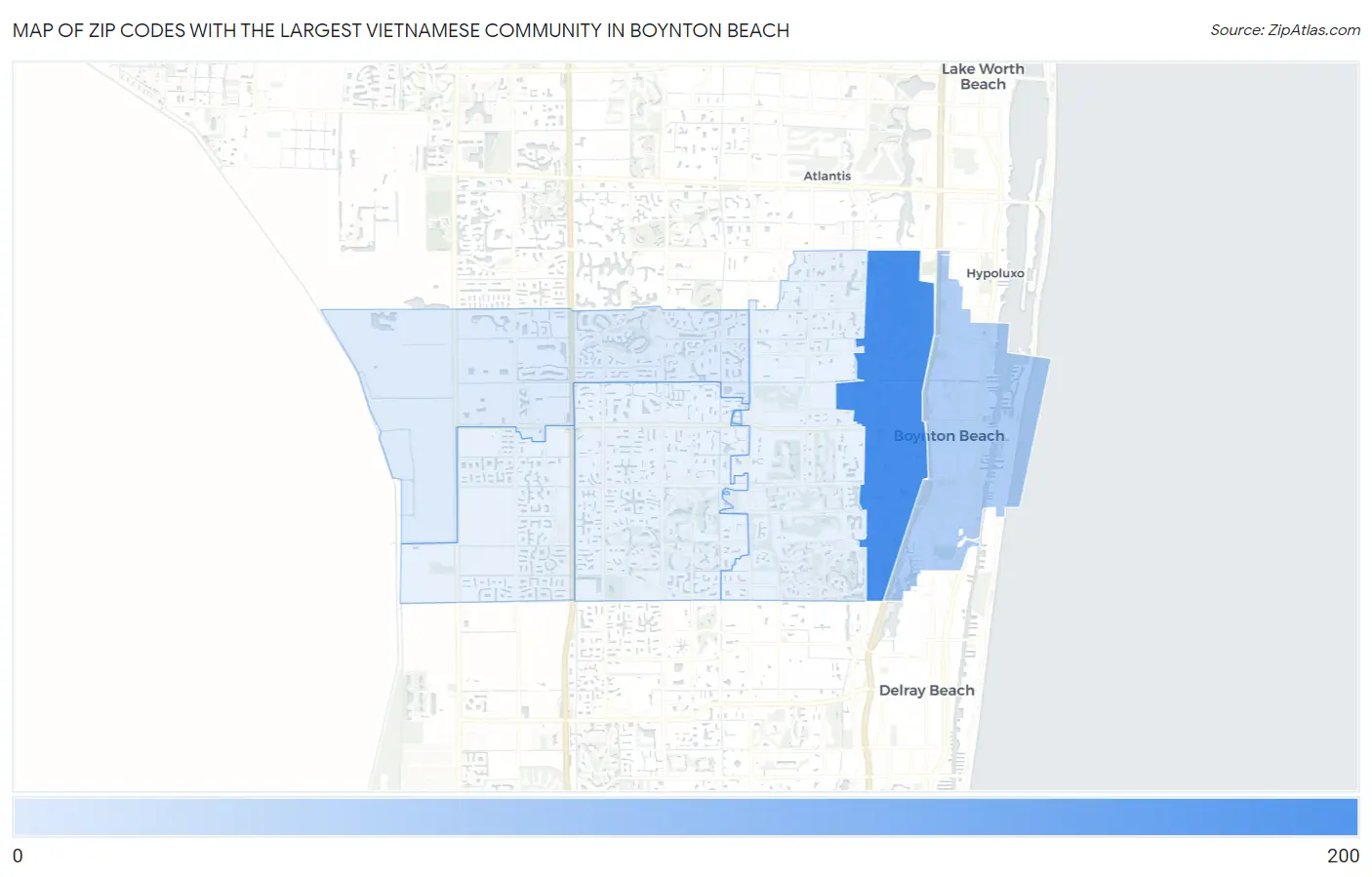 Zip Codes with the Largest Vietnamese Community in Boynton Beach Map