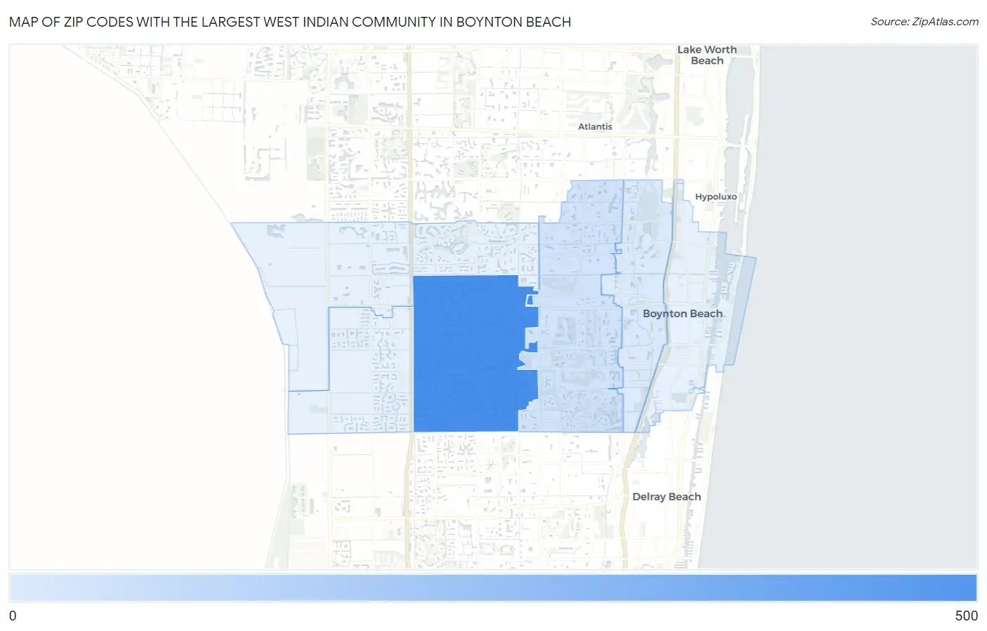 Zip Codes with the Largest West Indian Community in Boynton Beach Map