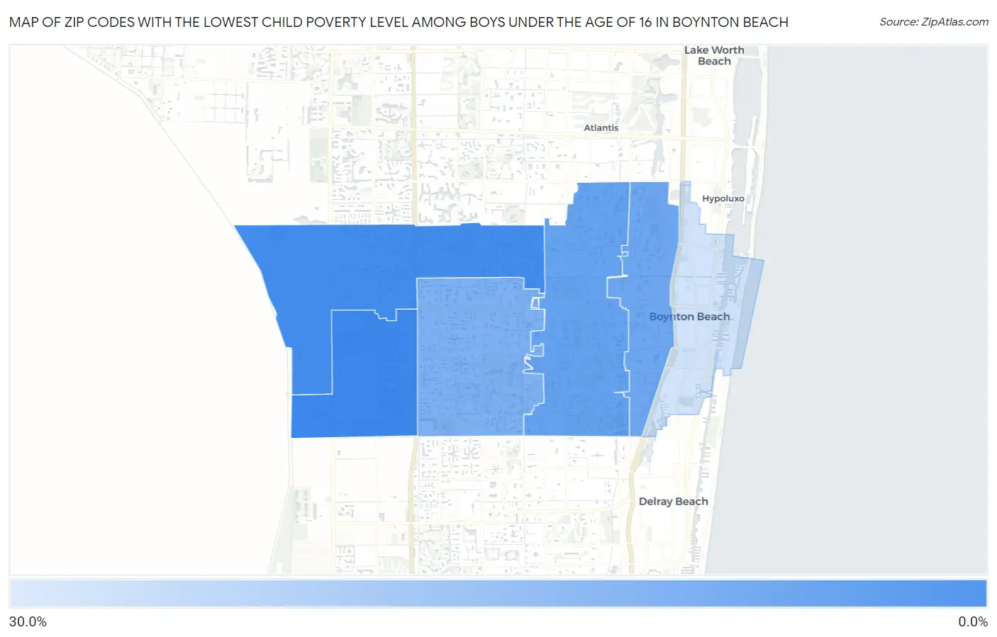 Zip Codes with the Lowest Child Poverty Level Among Boys Under the Age of 16 in Boynton Beach Map