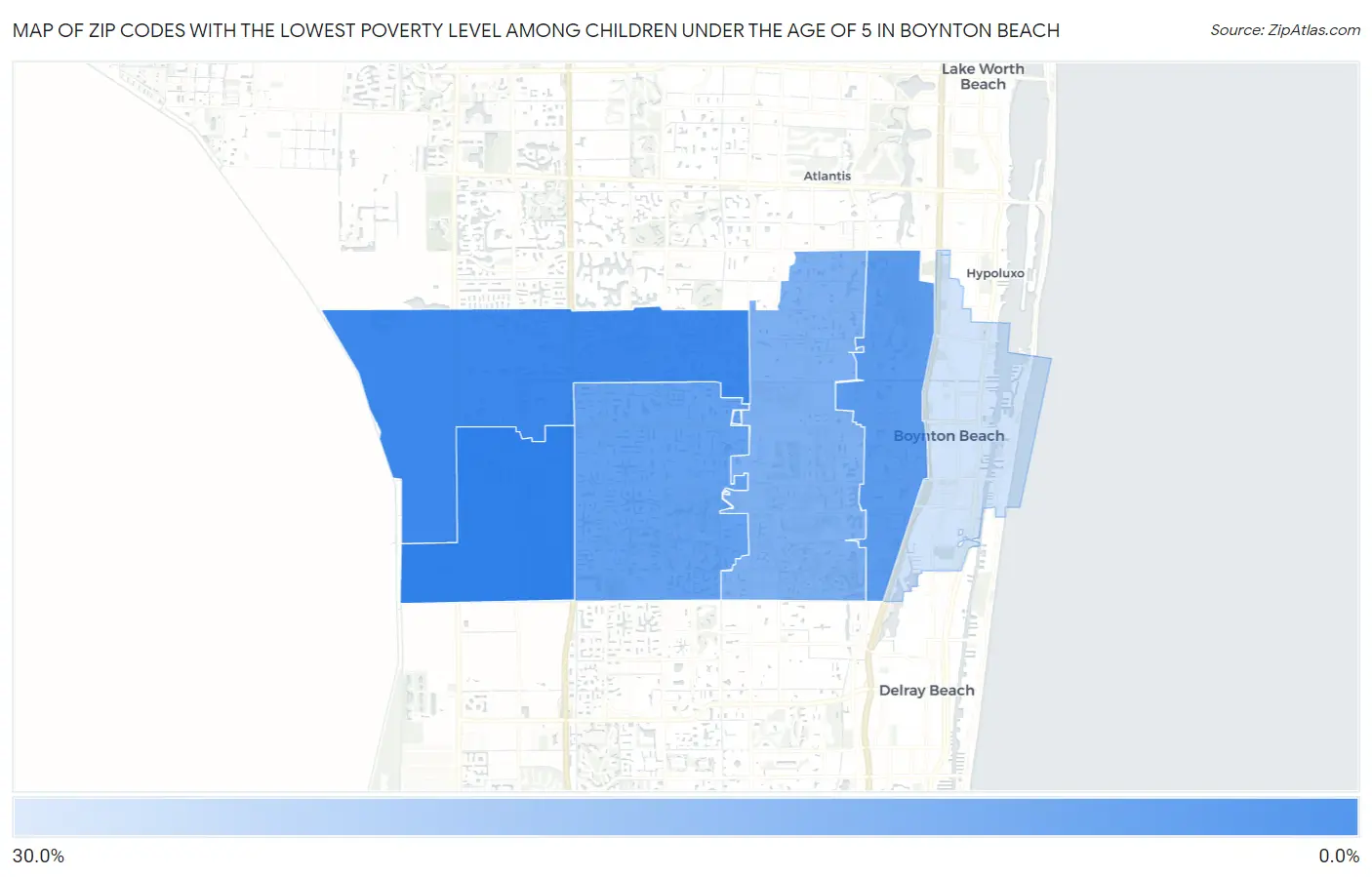 Zip Codes with the Lowest Poverty Level Among Children Under the Age of 5 in Boynton Beach Map