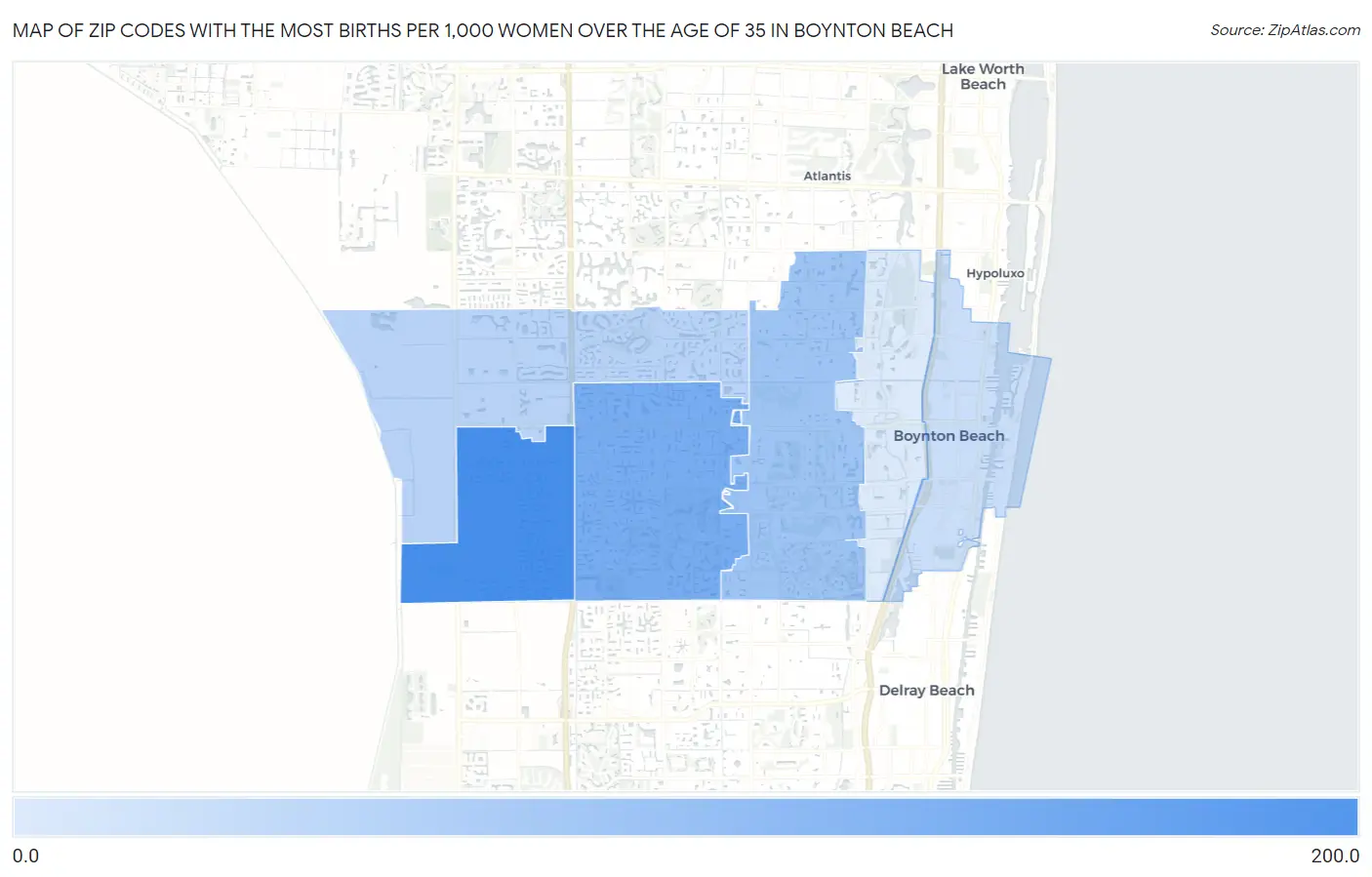 Zip Codes with the Most Births per 1,000 Women Over the Age of 35 in Boynton Beach Map