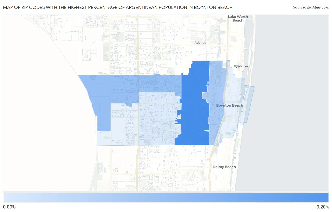Zip Codes with the Highest Percentage of Argentinean Population in Boynton Beach Map