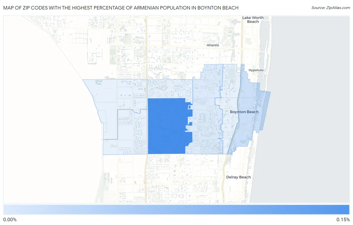 Zip Codes with the Highest Percentage of Armenian Population in Boynton Beach Map