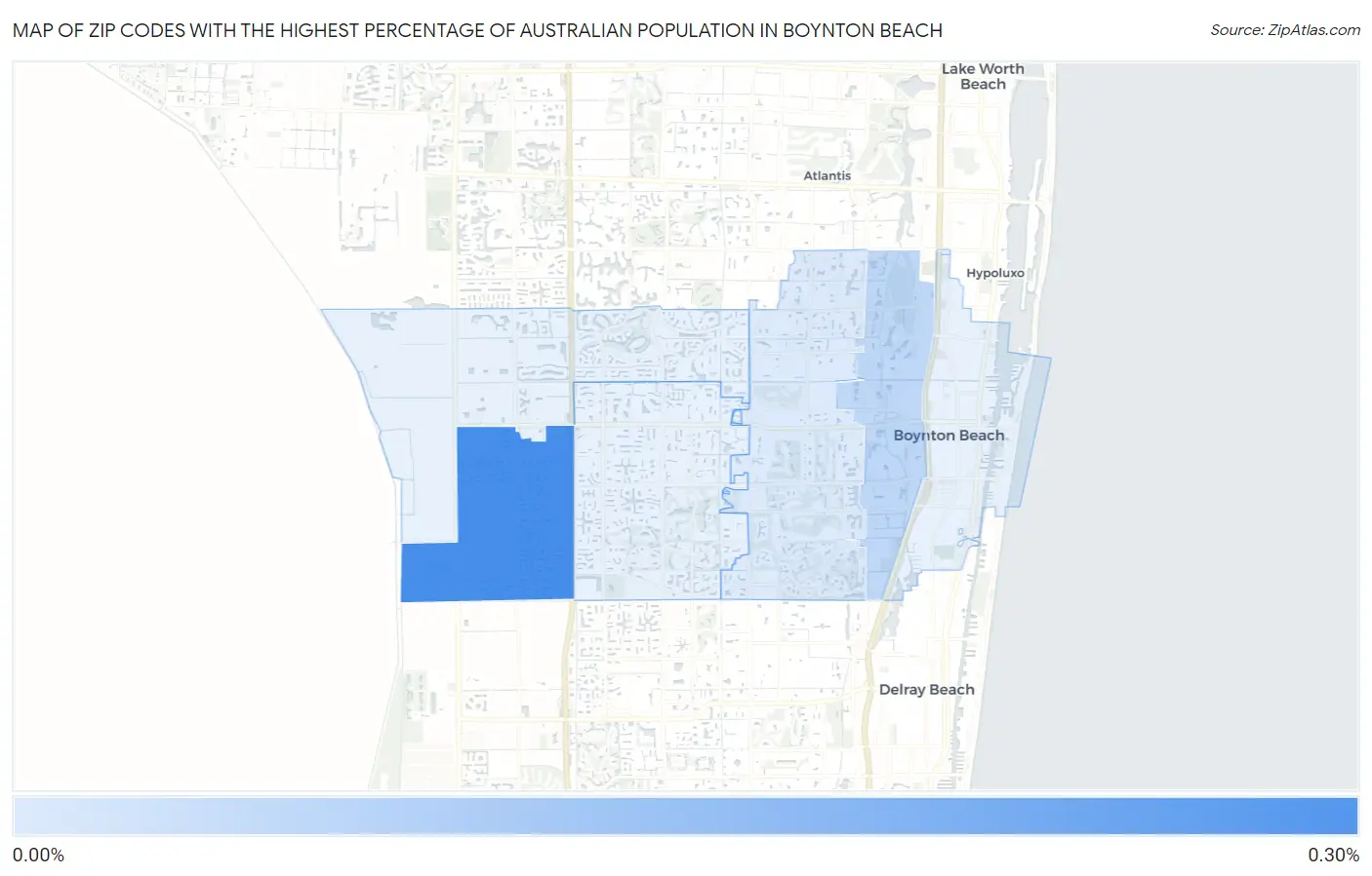 Zip Codes with the Highest Percentage of Australian Population in Boynton Beach Map