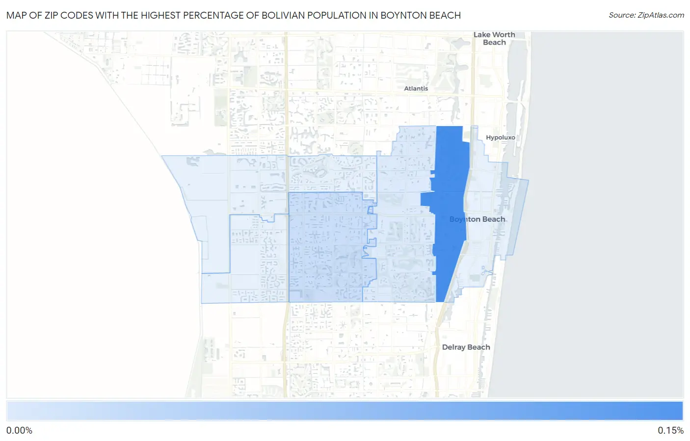 Zip Codes with the Highest Percentage of Bolivian Population in Boynton Beach Map