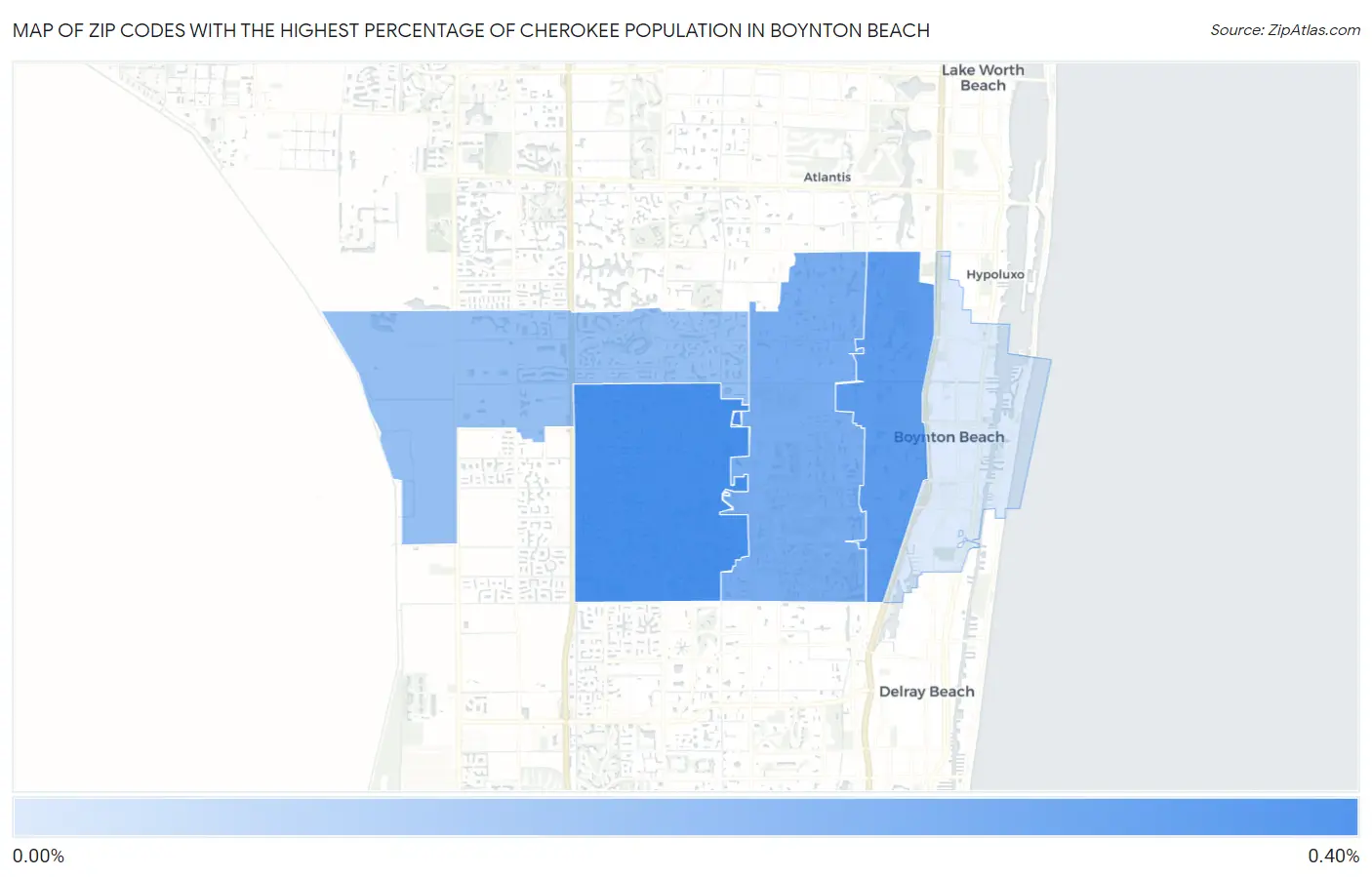 Zip Codes with the Highest Percentage of Cherokee Population in Boynton Beach Map