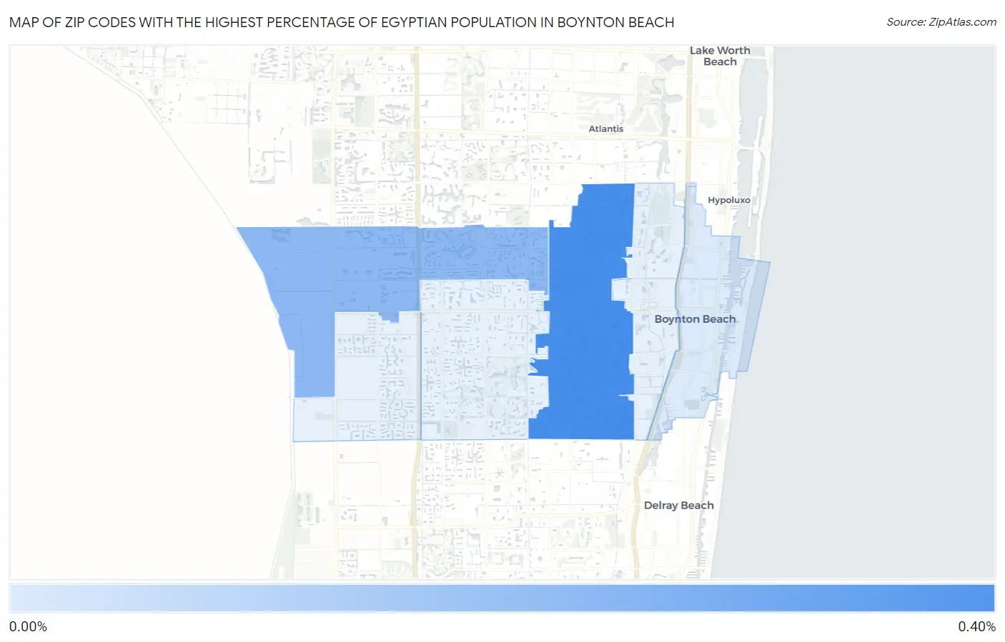 Zip Codes with the Highest Percentage of Egyptian Population in Boynton Beach Map