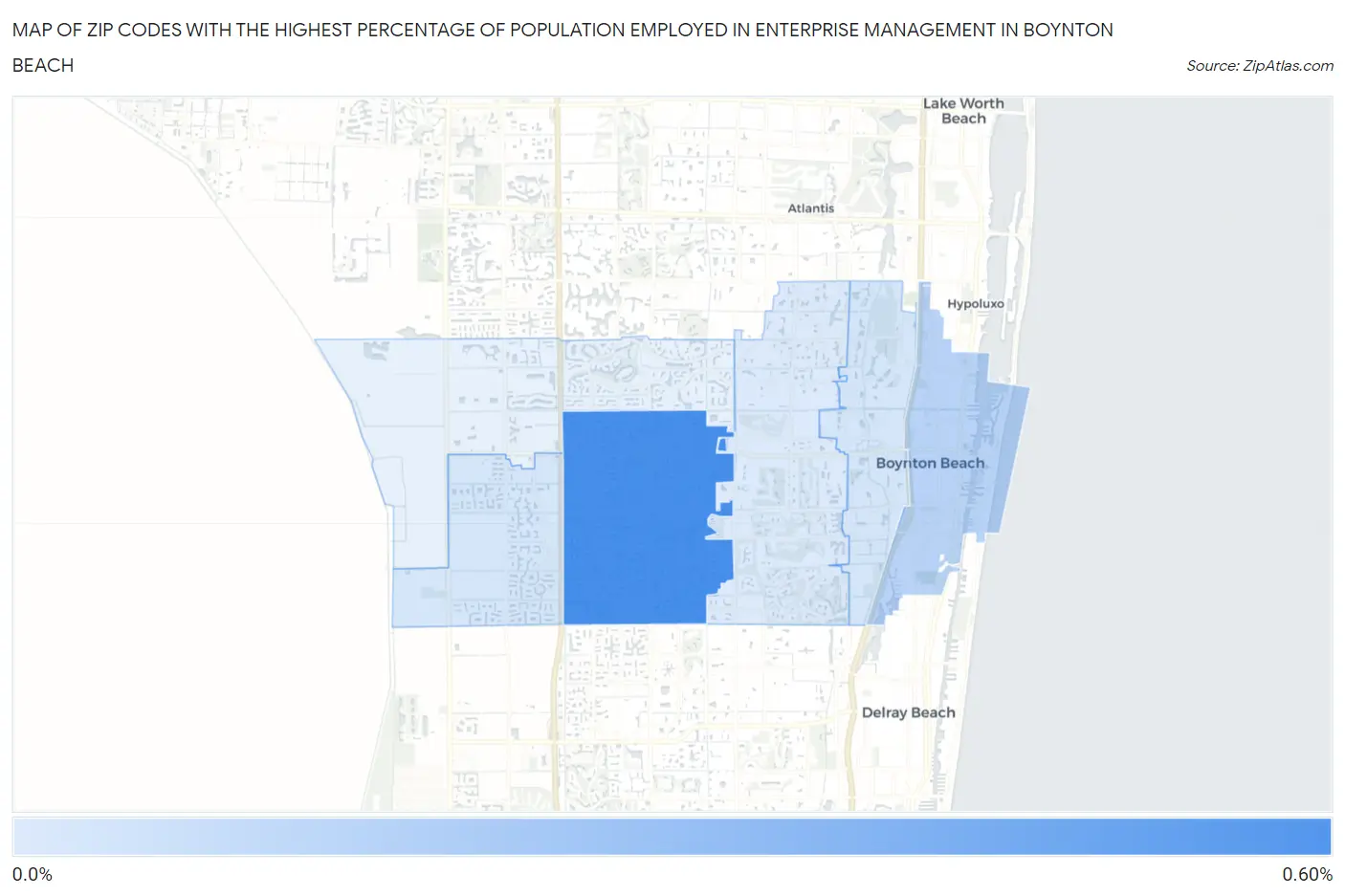 Zip Codes with the Highest Percentage of Population Employed in Enterprise Management in Boynton Beach Map