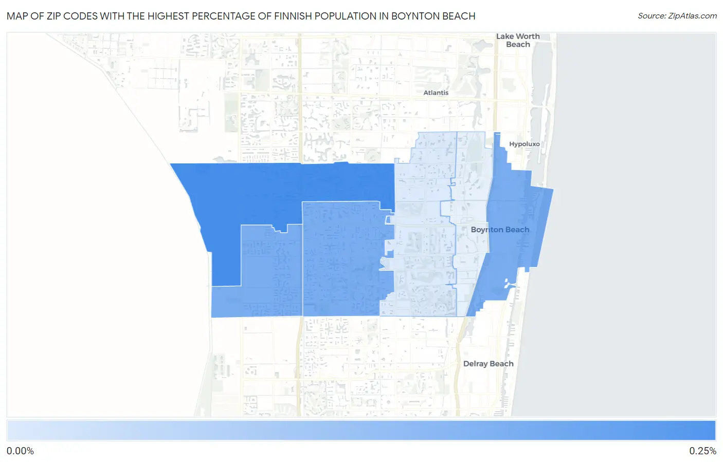 Zip Codes with the Highest Percentage of Finnish Population in Boynton Beach Map