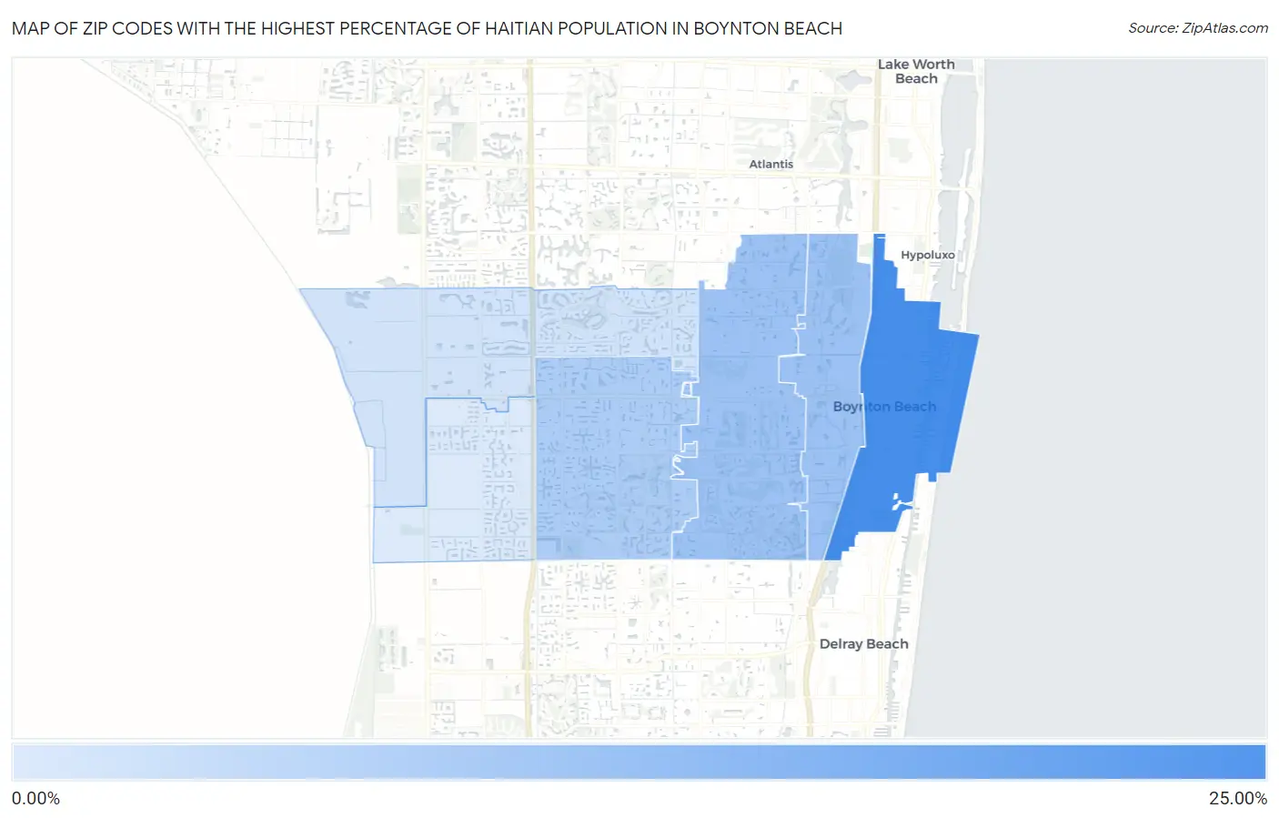 Zip Codes with the Highest Percentage of Haitian Population in Boynton Beach Map