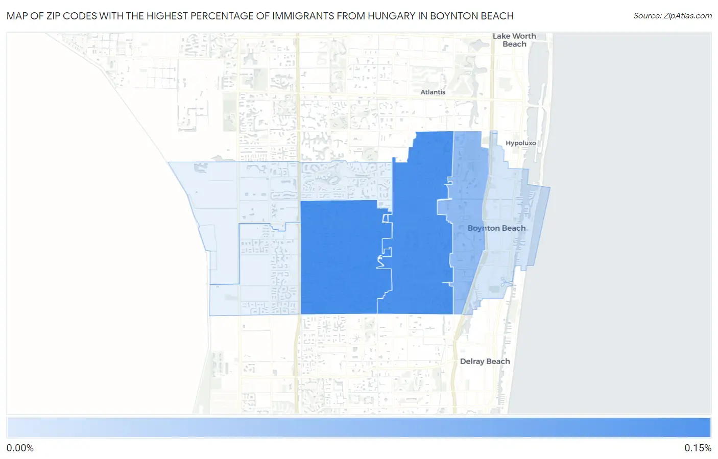 Zip Codes with the Highest Percentage of Immigrants from Hungary in Boynton Beach Map