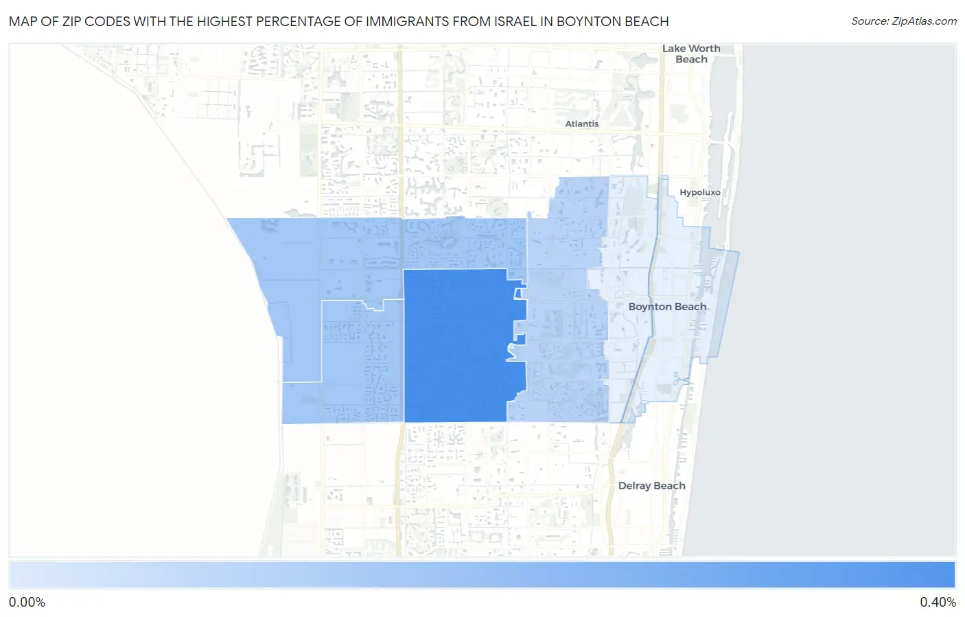 Zip Codes with the Highest Percentage of Immigrants from Israel in Boynton Beach Map
