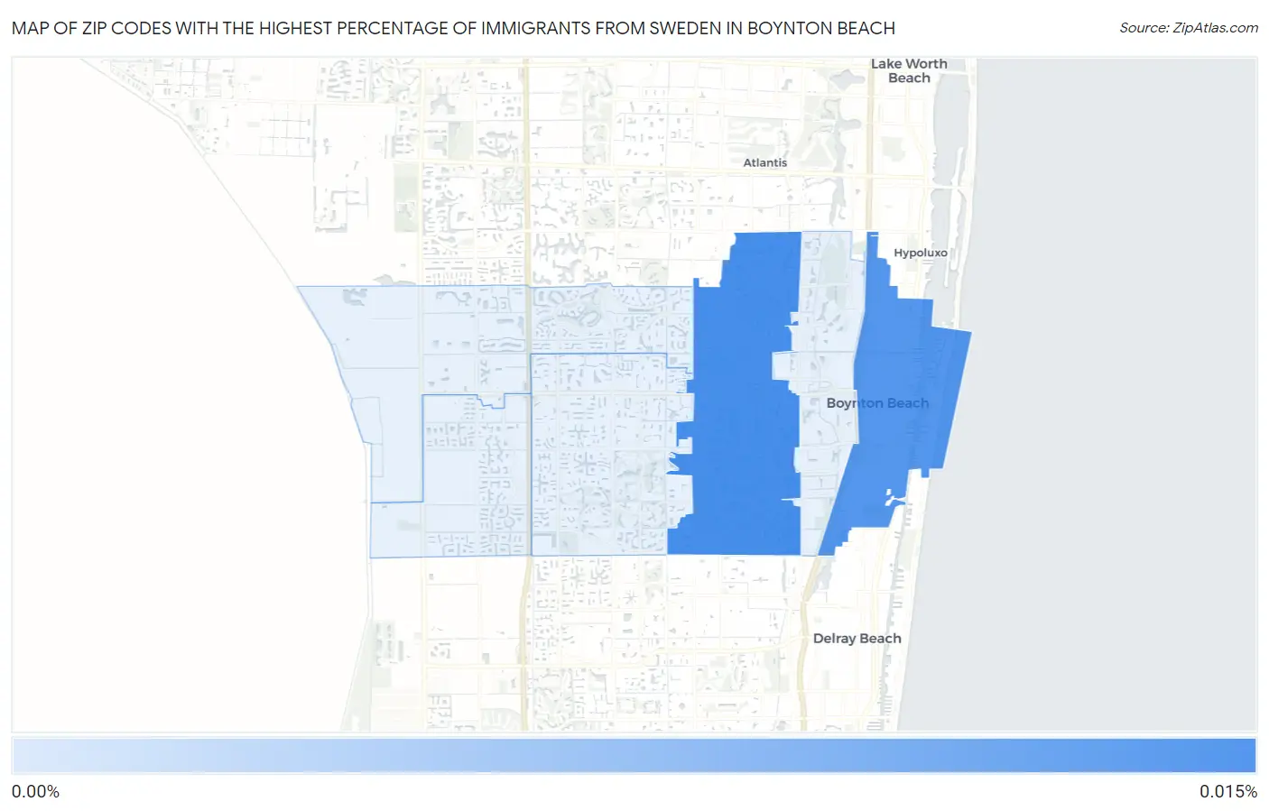 Zip Codes with the Highest Percentage of Immigrants from Sweden in Boynton Beach Map