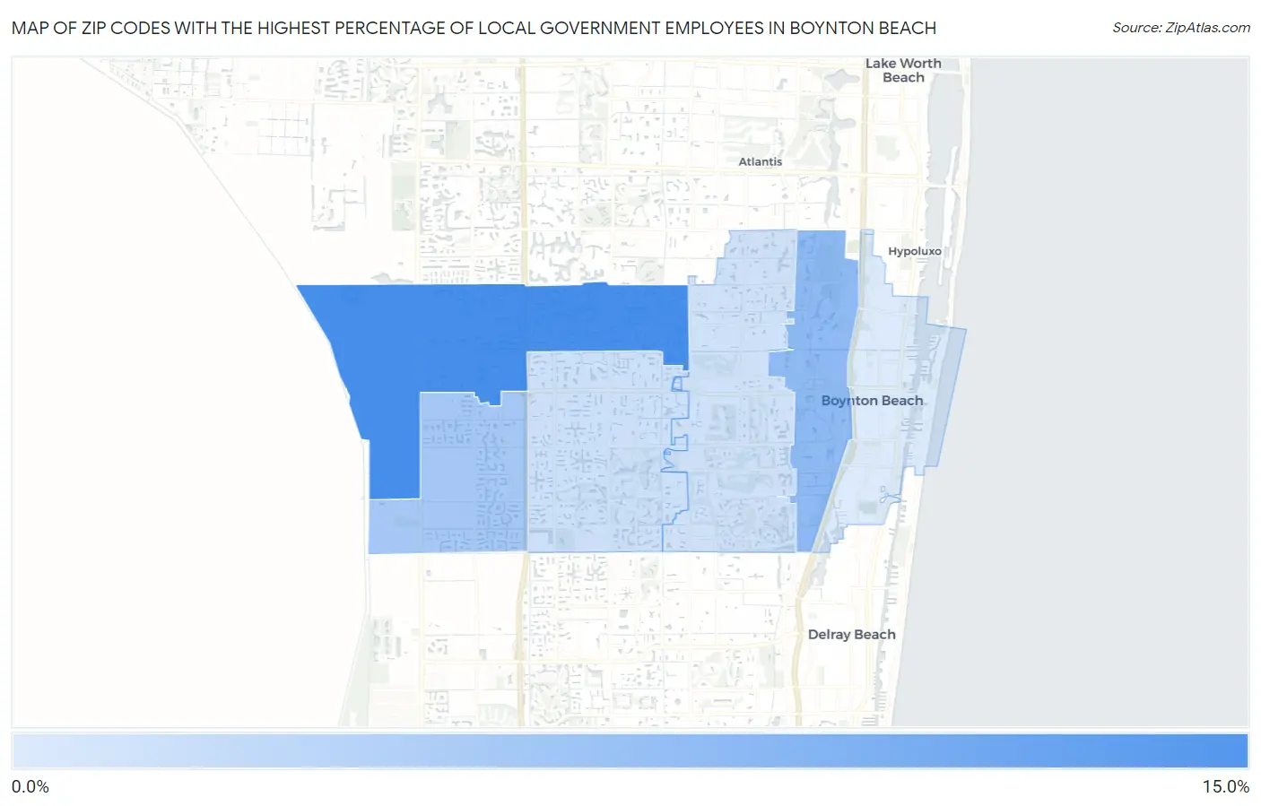 Zip Codes with the Highest Percentage of Local Government Employees in Boynton Beach Map