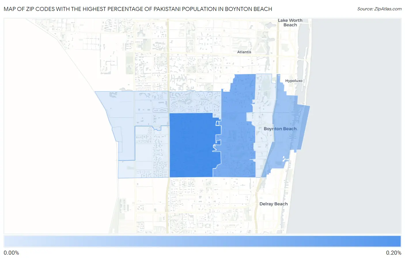 Zip Codes with the Highest Percentage of Pakistani Population in Boynton Beach Map