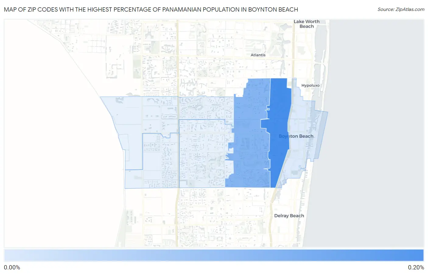 Zip Codes with the Highest Percentage of Panamanian Population in Boynton Beach Map