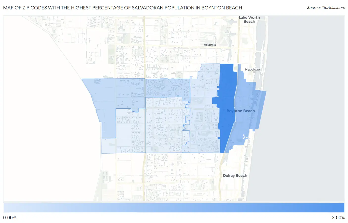 Zip Codes with the Highest Percentage of Salvadoran Population in Boynton Beach Map