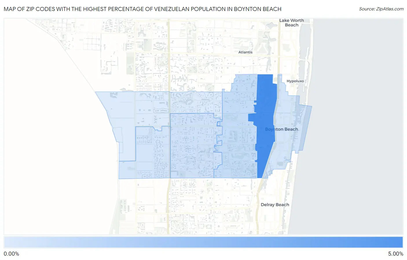 Zip Codes with the Highest Percentage of Venezuelan Population in Boynton Beach Map