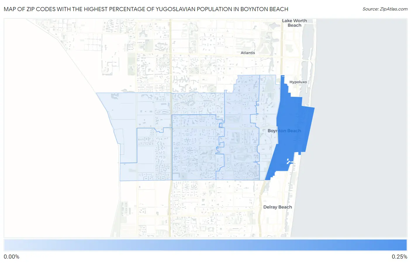 Zip Codes with the Highest Percentage of Yugoslavian Population in Boynton Beach Map