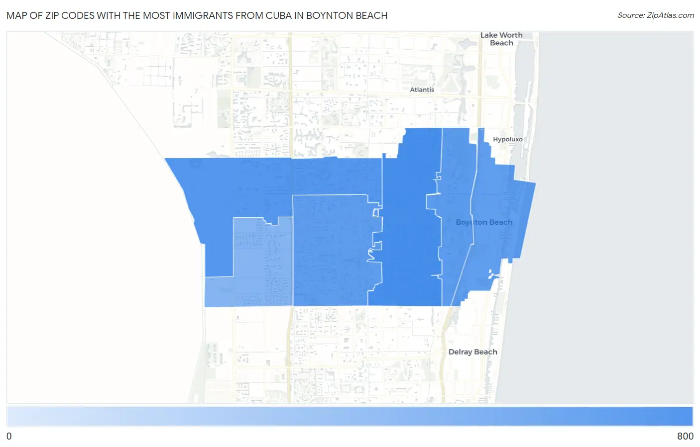 Zip Codes with the Most Immigrants from Cuba in Boynton Beach Map