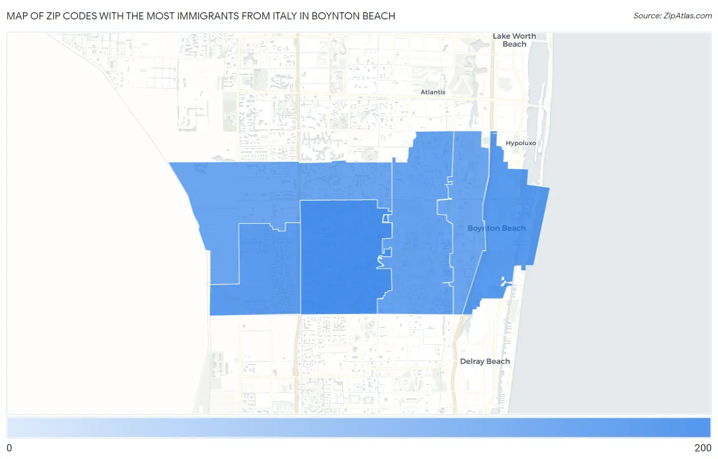 Zip Codes with the Most Immigrants from Italy in Boynton Beach Map