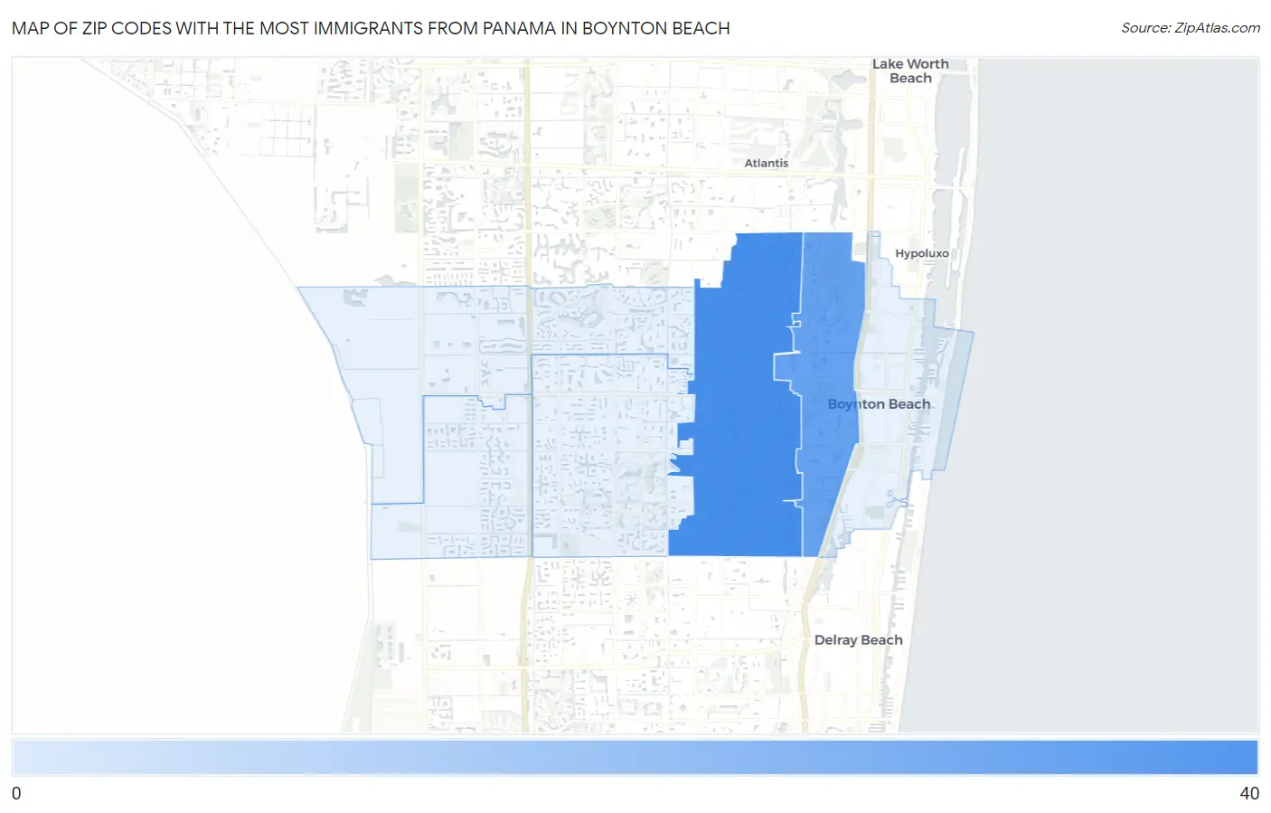 Zip Codes with the Most Immigrants from Panama in Boynton Beach Map