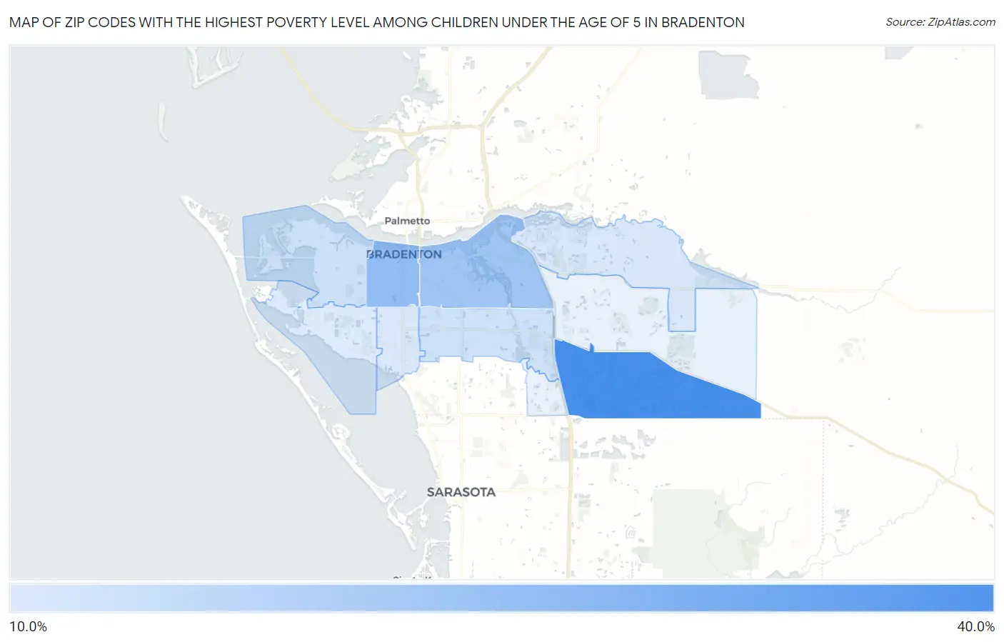 Zip Codes with the Highest Poverty Level Among Children Under the Age of 5 in Bradenton Map