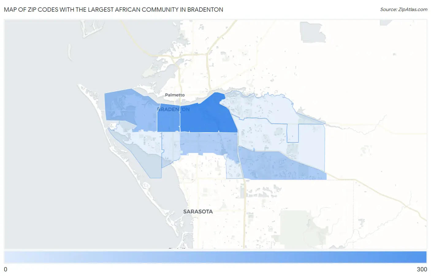 Zip Codes with the Largest African Community in Bradenton Map