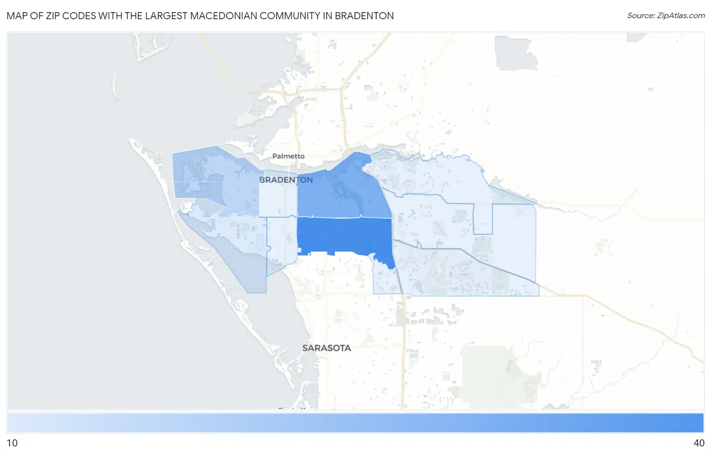 Zip Codes with the Largest Macedonian Community in Bradenton Map