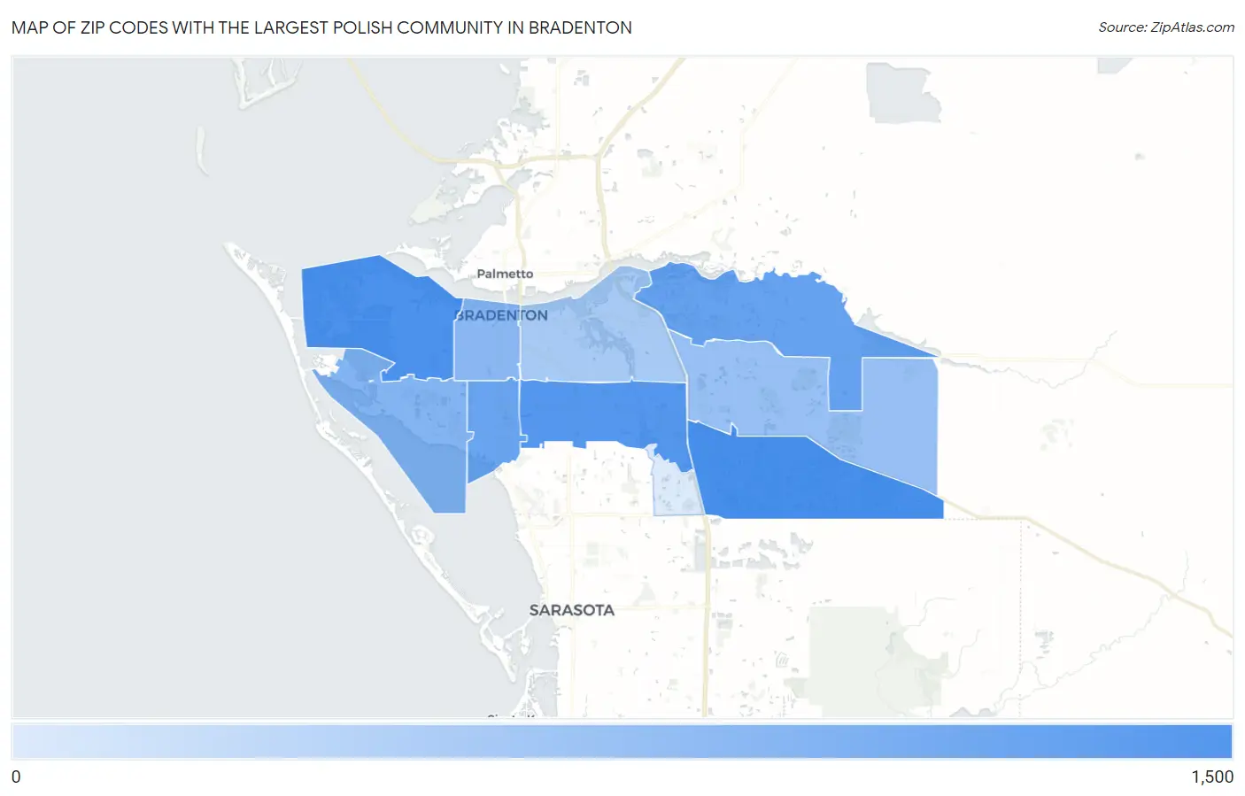 Zip Codes with the Largest Polish Community in Bradenton Map