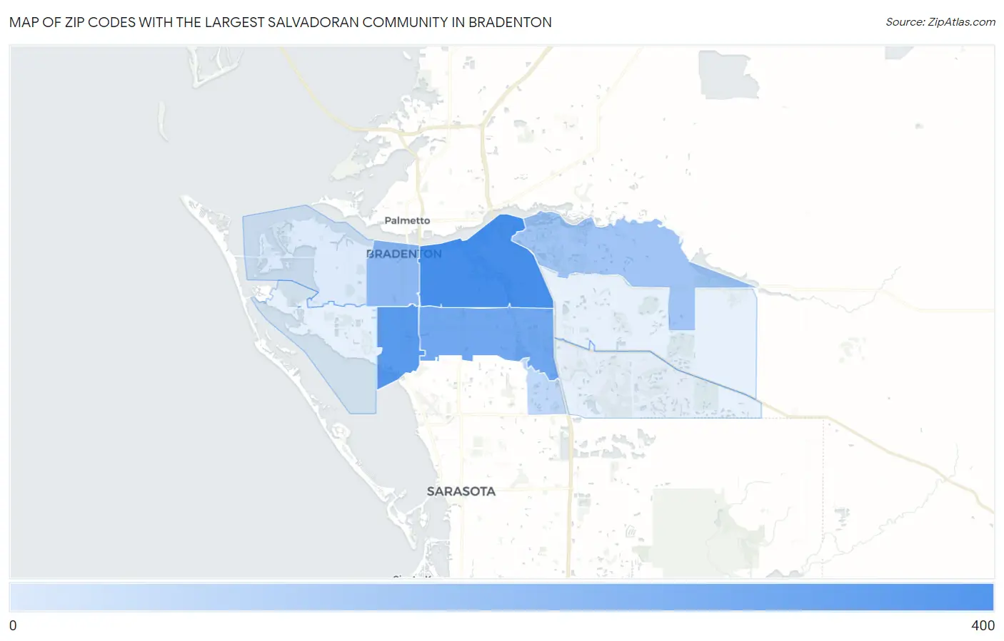 Zip Codes with the Largest Salvadoran Community in Bradenton Map