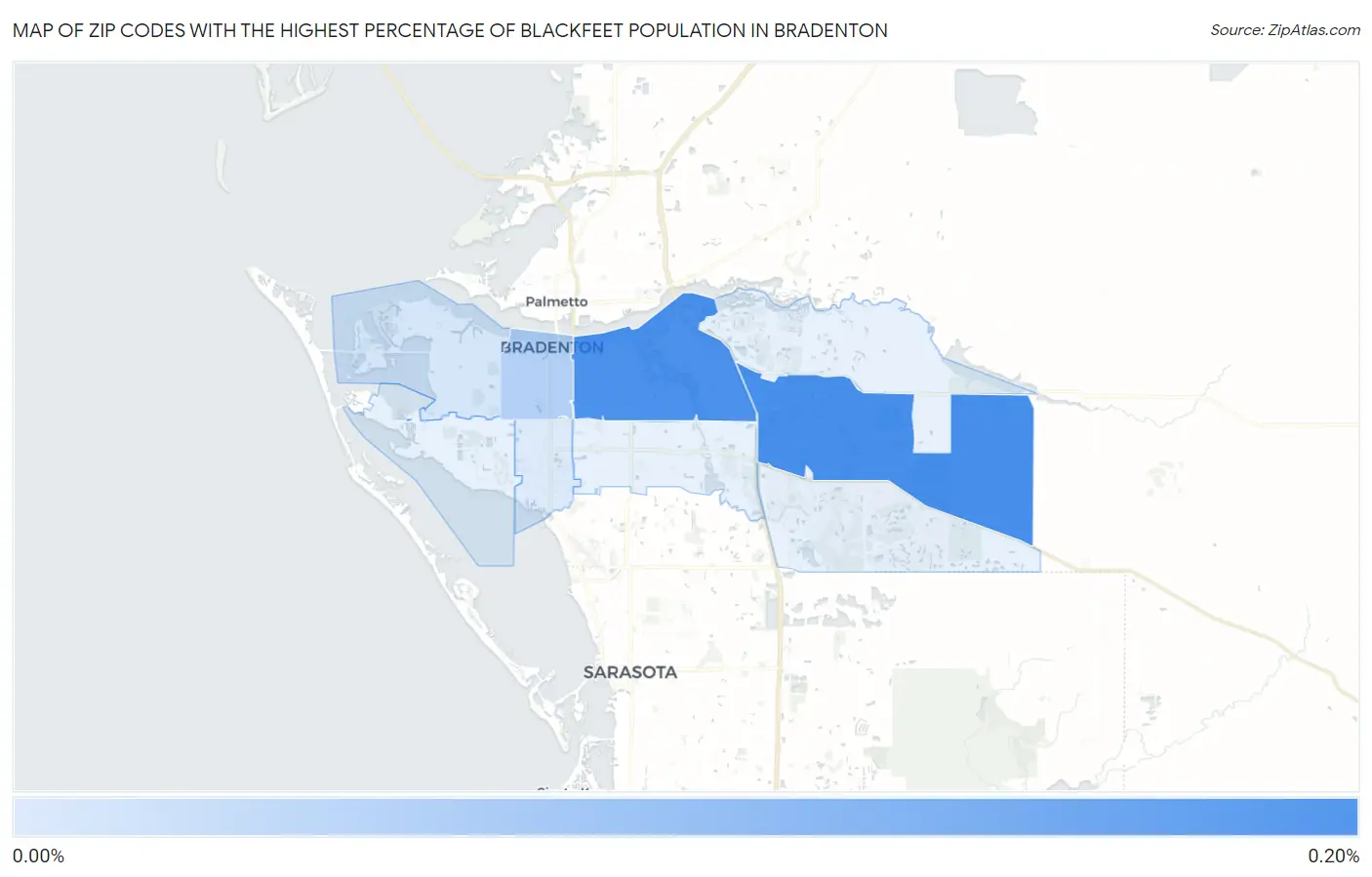 Zip Codes with the Highest Percentage of Blackfeet Population in Bradenton Map