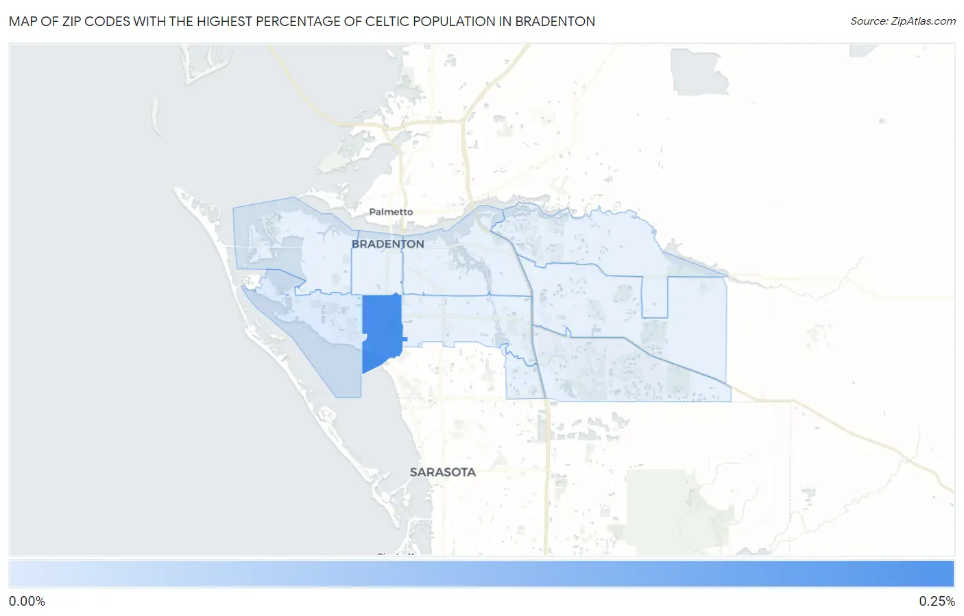 Zip Codes with the Highest Percentage of Celtic Population in Bradenton Map