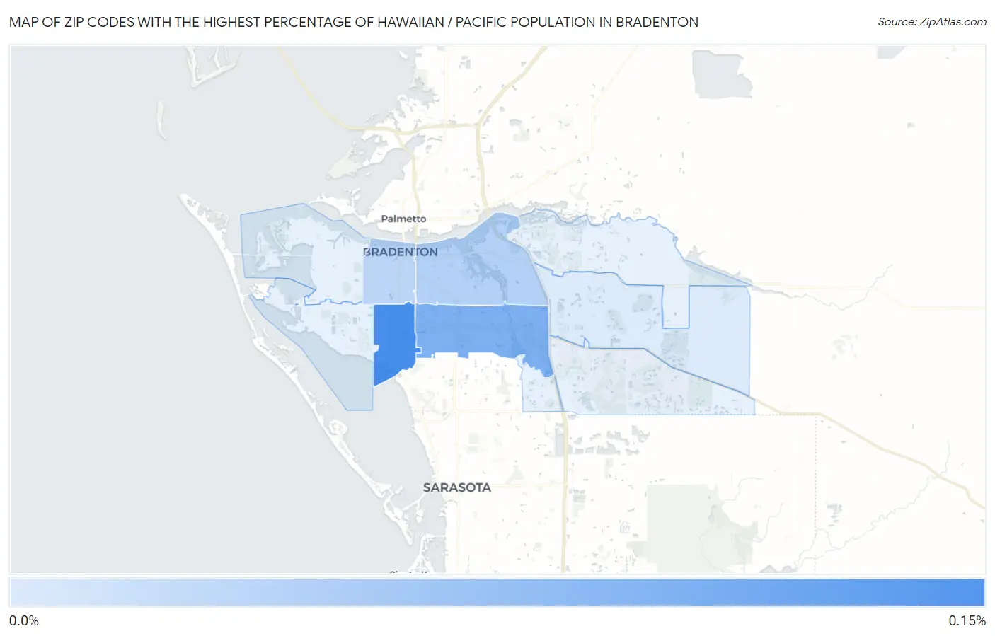 Zip Codes with the Highest Percentage of Hawaiian / Pacific Population in Bradenton Map