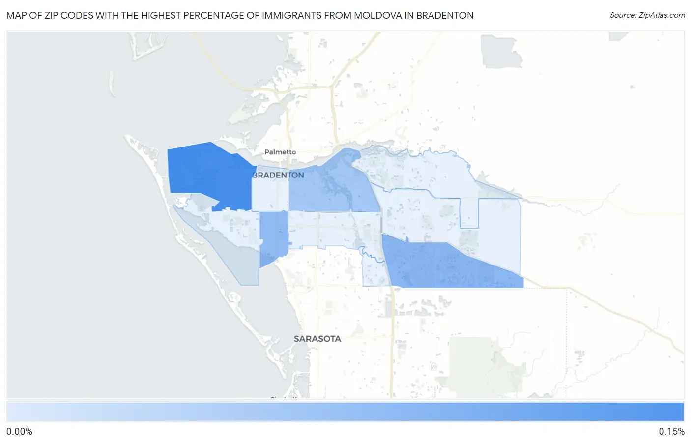 Zip Codes with the Highest Percentage of Immigrants from Moldova in Bradenton Map