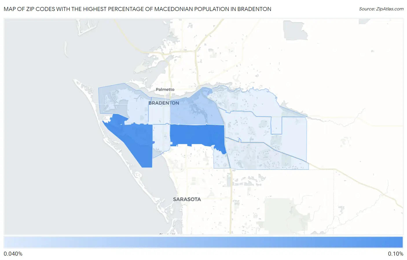 Zip Codes with the Highest Percentage of Macedonian Population in Bradenton Map