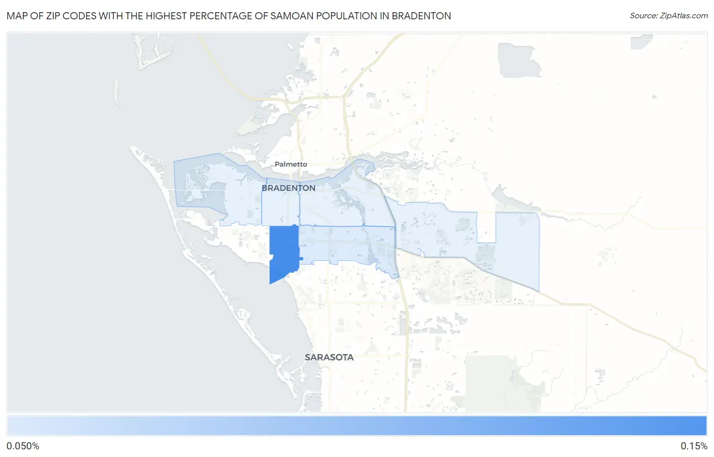 Zip Codes with the Highest Percentage of Samoan Population in Bradenton Map