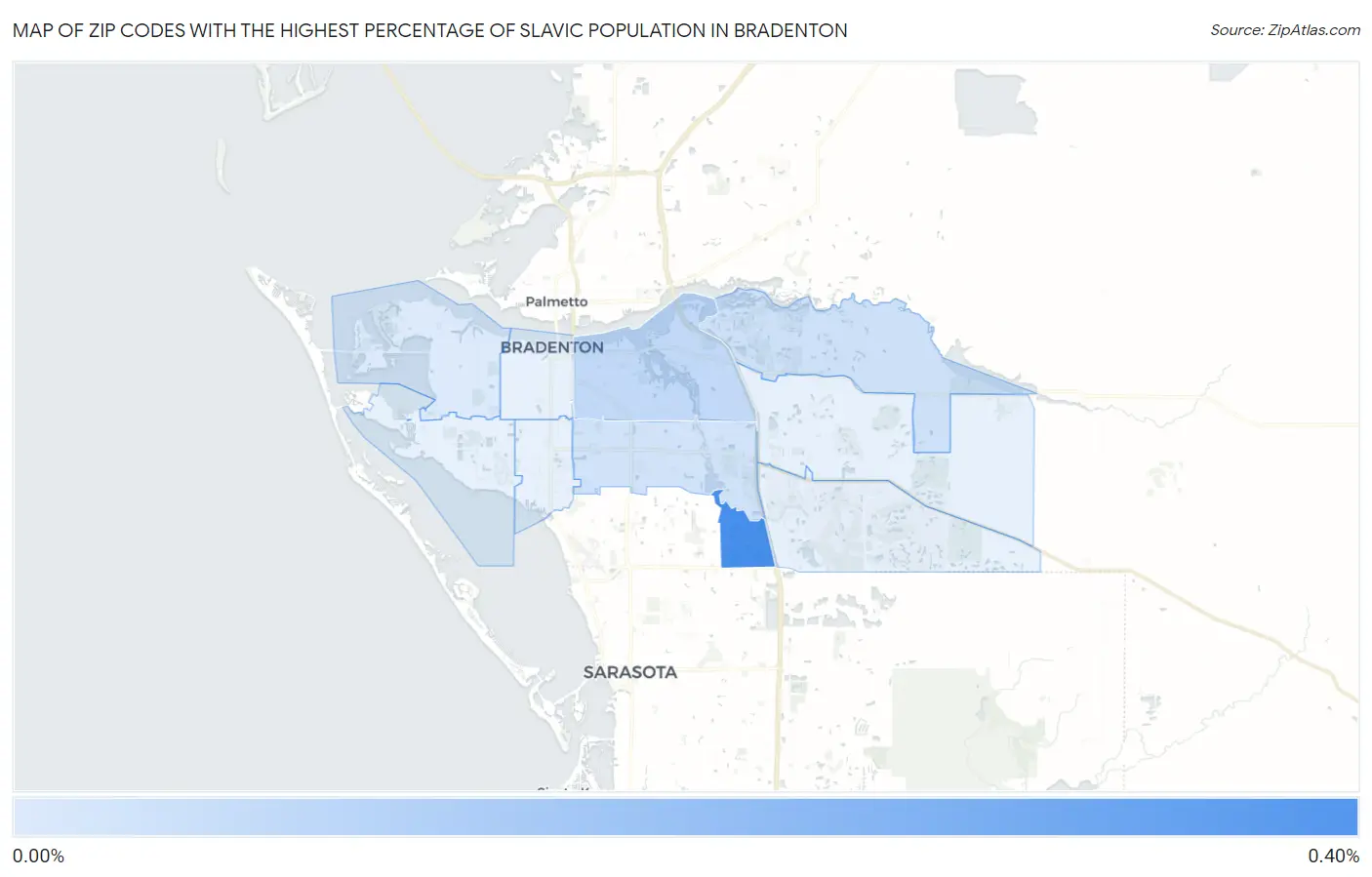 Zip Codes with the Highest Percentage of Slavic Population in Bradenton Map