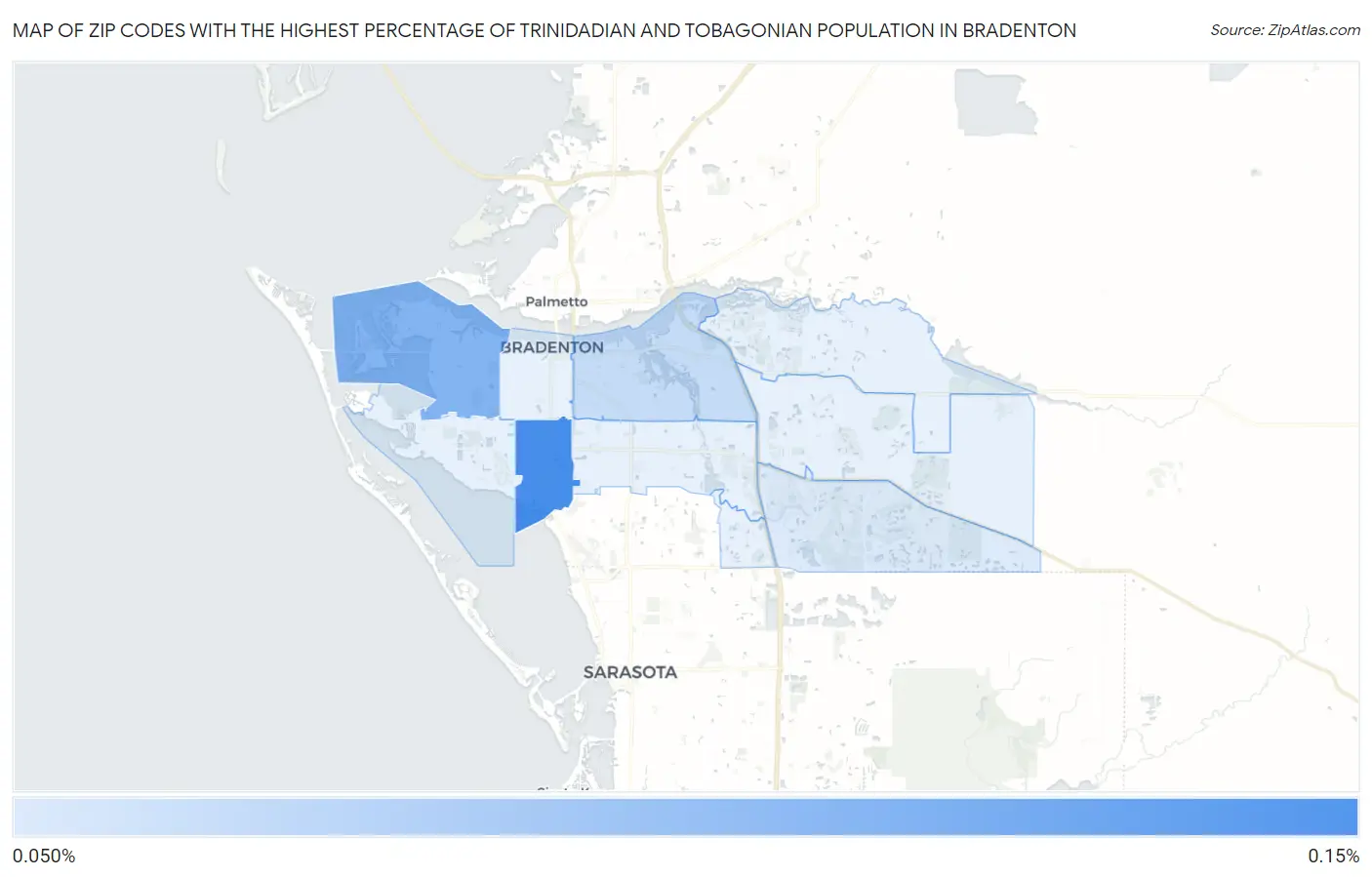 Zip Codes with the Highest Percentage of Trinidadian and Tobagonian Population in Bradenton Map