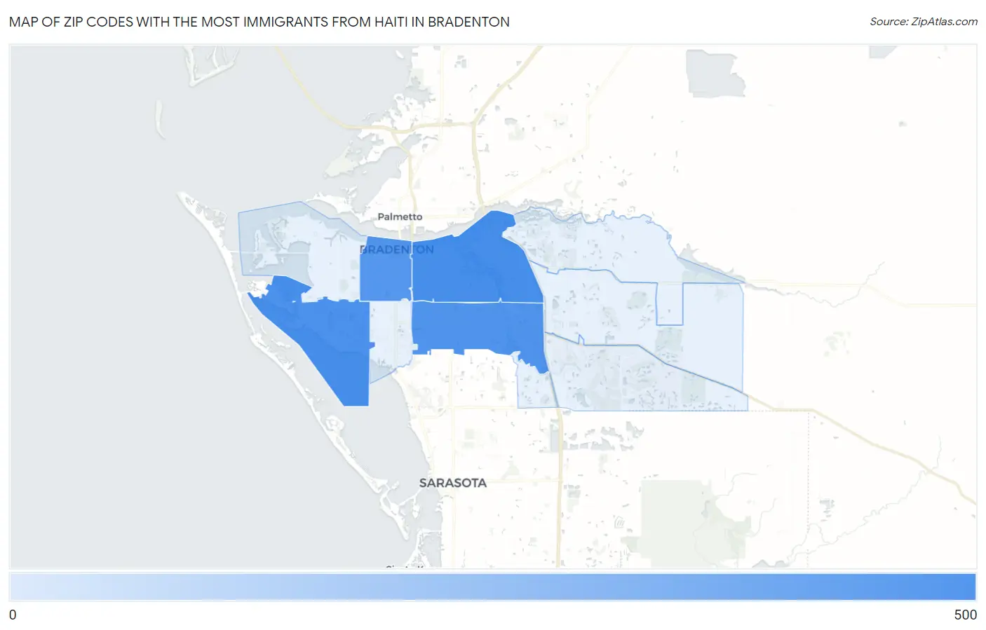 Zip Codes with the Most Immigrants from Haiti in Bradenton Map