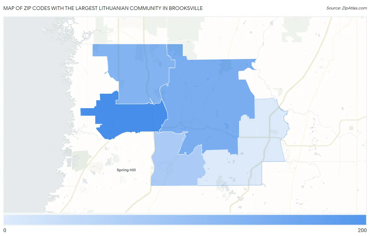 Zip Codes with the Largest Lithuanian Community in Brooksville Map