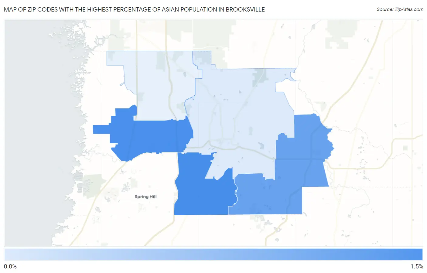 Zip Codes with the Highest Percentage of Asian Population in Brooksville Map