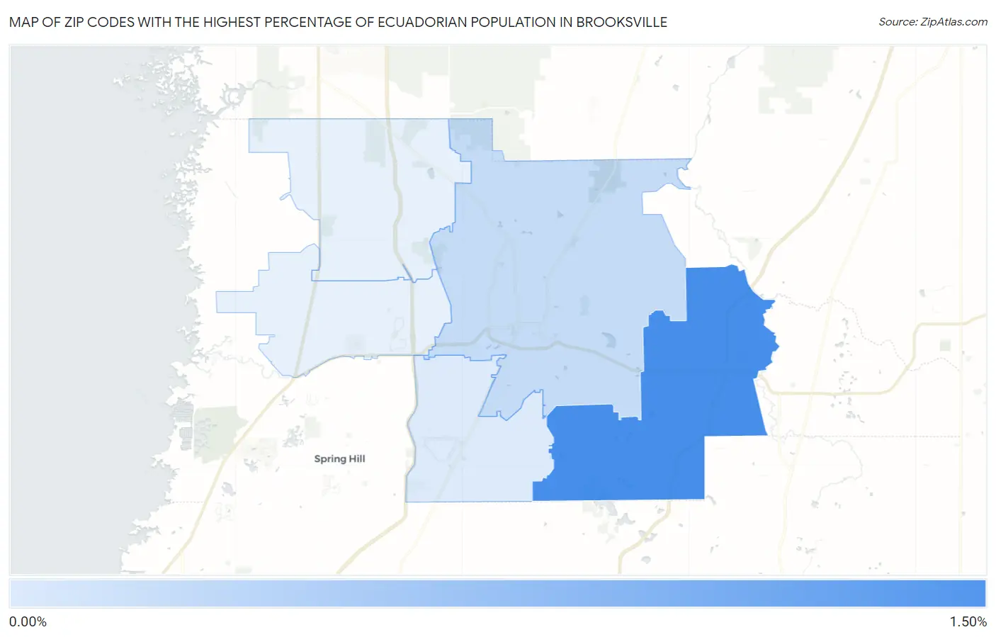 Zip Codes with the Highest Percentage of Ecuadorian Population in Brooksville Map